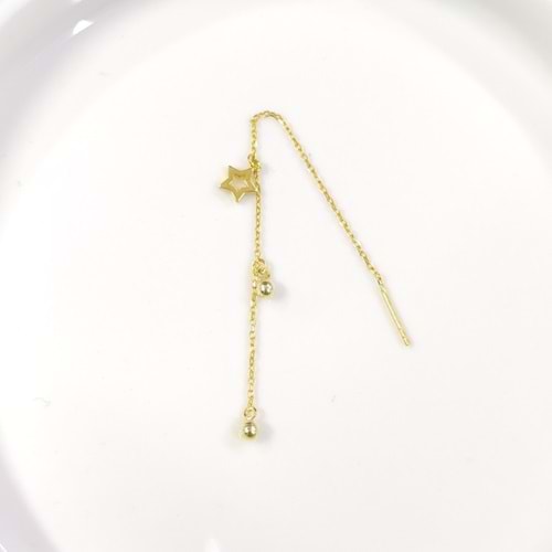 YILDIZ TOP ZİNCİR JAPON TEKLİ GÜMÜŞ KÜPE