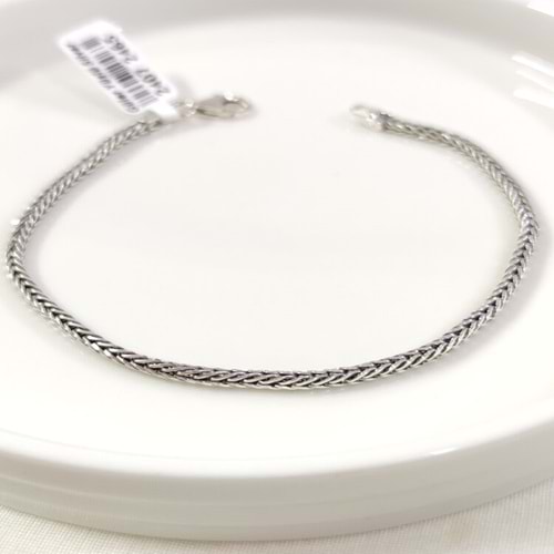 2,50 MM GÜMÜŞ TİLKİ KUYRUĞU ZİNCİR BİLEKLİK 20 CM