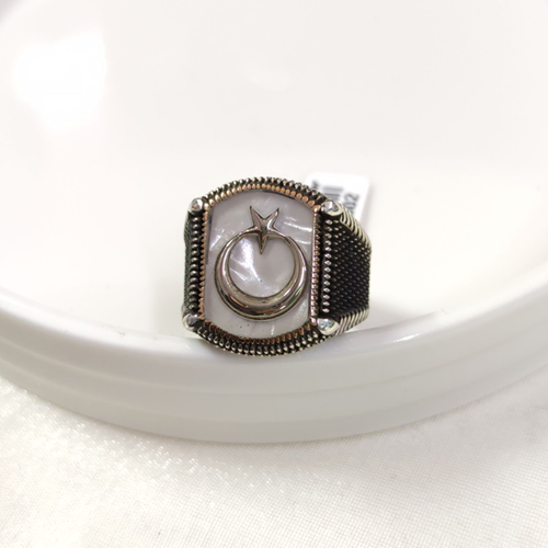 SEDEF DETAY AY YILDIZ GÜMÜŞ ERKEK YÜZÜK