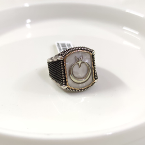 SEDEF DETAY AY YILDIZ GÜMÜŞ ERKEK YÜZÜK