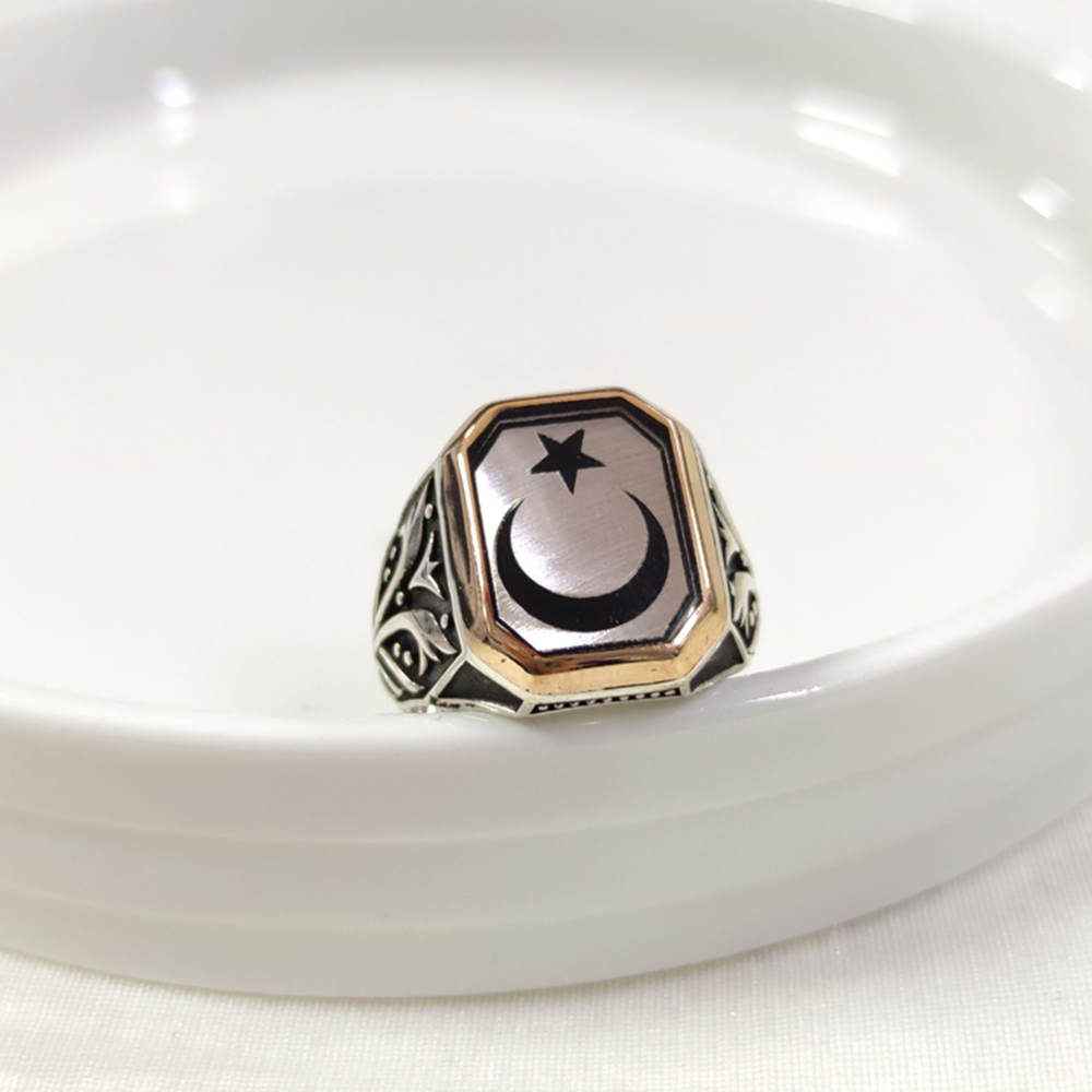 AY YILDIZ GÜMÜŞ ERKEK YÜZÜK - 25