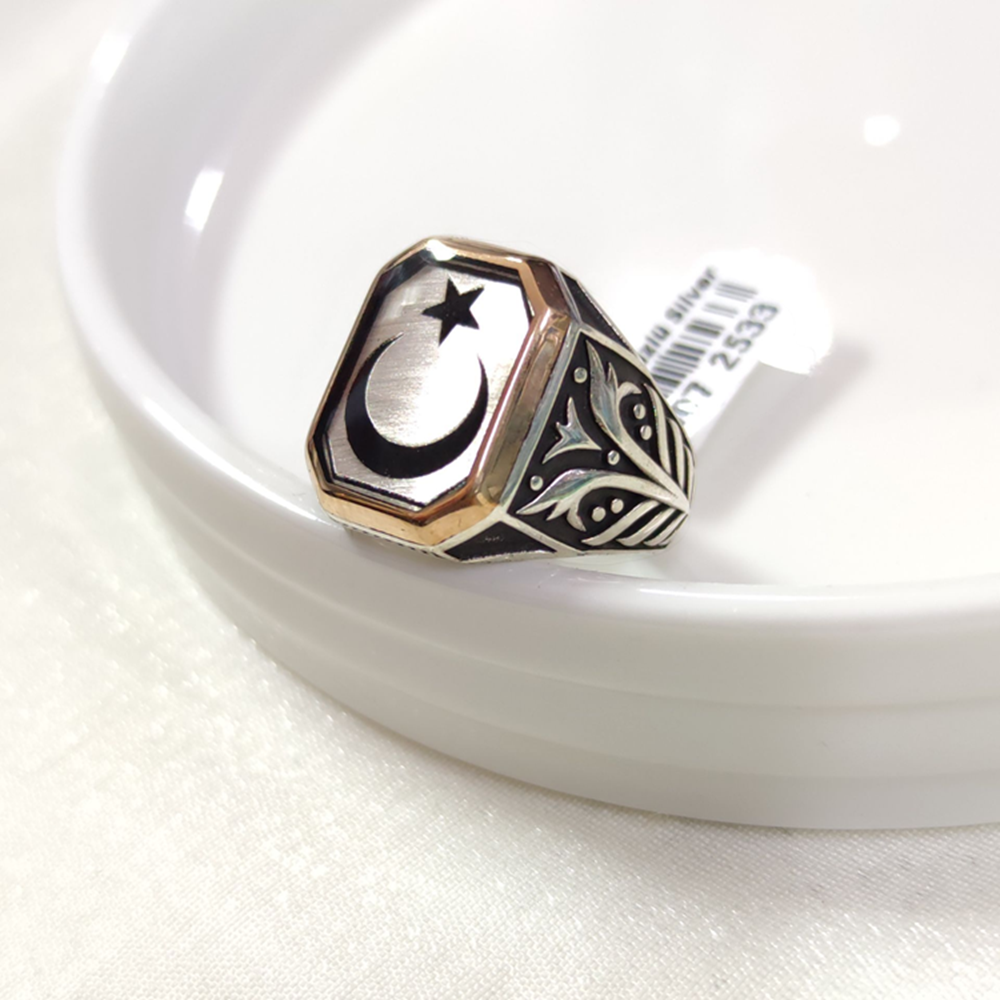 AY YILDIZ GÜMÜŞ ERKEK YÜZÜK - 25