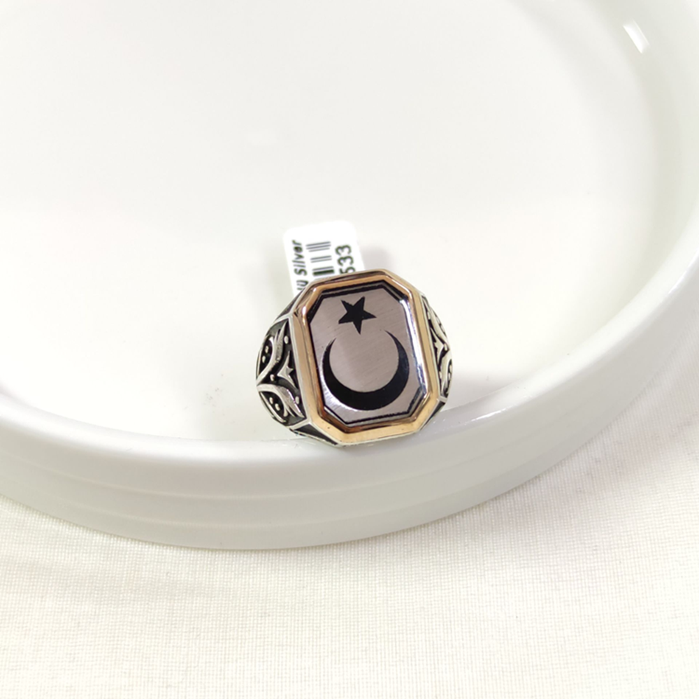 AY YILDIZ GÜMÜŞ ERKEK YÜZÜK - 25