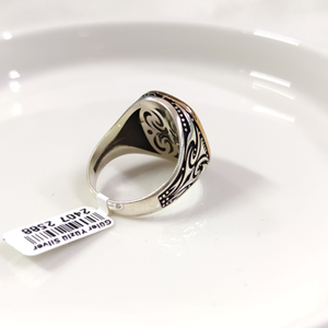 MAVİ DETAY TUĞRA GÜMÜŞ ERKEK YÜZÜK