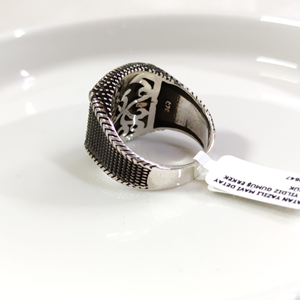 VATAN YAZILI MAVİ DETAY AY YILDIZ GÜMÜŞ ERKEK YÜZÜK