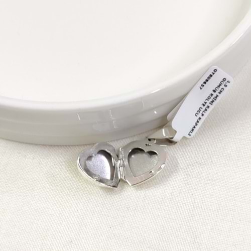 1,5 CM MİNİ KALP KAPAKLI GÜMÜŞ KOLYE UCU