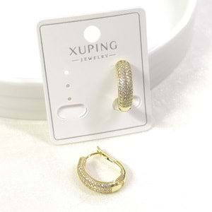 12 MM YARIM TUR TAŞLI HALKA XUPING KÜPE GOLD