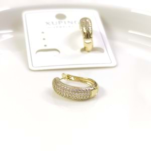 12 MM YARIM TUR TAŞLI HALKA XUPING KÜPE GOLD