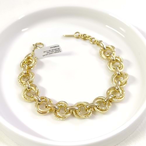 XUPING 14MM HALKA MODEL HALLOW BİLEKLİK GOLD 19+3 CM