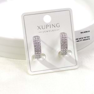 XUPING 14 MM TAŞLI HALKA KÜPE BEYAZ