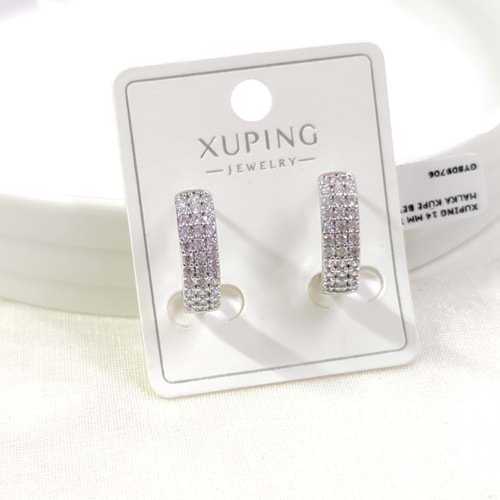 XUPING 14 MM TAŞLI HALKA KÜPE BEYAZ