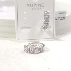 XUPING 14 MM TAŞLI HALKA KÜPE BEYAZ