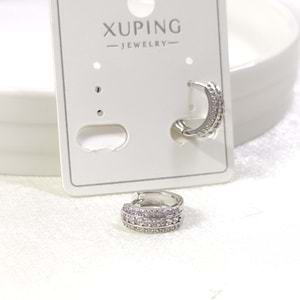 XUPING 10 MM HALKA TAŞLI KÜPE BEYAZ