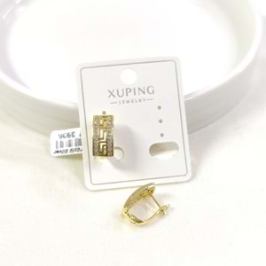 XUPING 10X7 MM TAŞLI HALKA LABİ U KÜPE GOLD