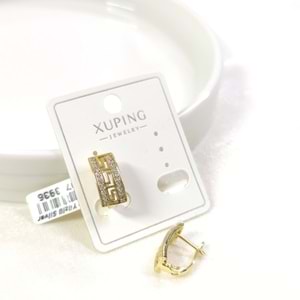 XUPING 10X7 MM TAŞLI HALKA LABİ U KÜPE GOLD