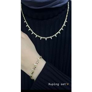 XUPING SALLANTILI KOLYE BİLEKLİK KOMBİN SET GOLD