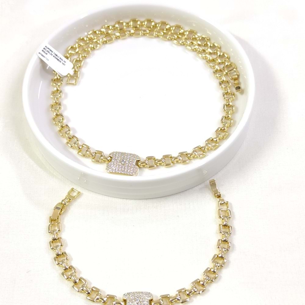 XUPING TAŞLI KOLYE BİLEKLİK KOMBİN SET GOLD