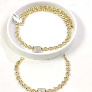 XUPING TAŞLI KOLYE BİLEKLİK KOMBİN SET GOLD