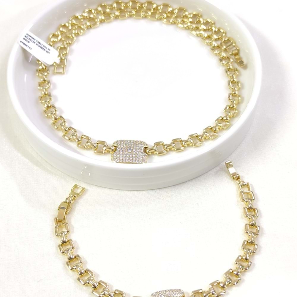XUPING TAŞLI KOLYE BİLEKLİK KOMBİN SET GOLD