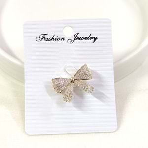 TAŞLI MİNİ FİYONK BROŞ - ALTIN SARI