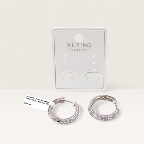 XUPING 17 MM BOMBELİ TAŞLI HALKA KÜPE BEYAZ