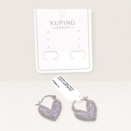 XUPING TAŞLI KALP ÇANTA KÜPE BEYAZ