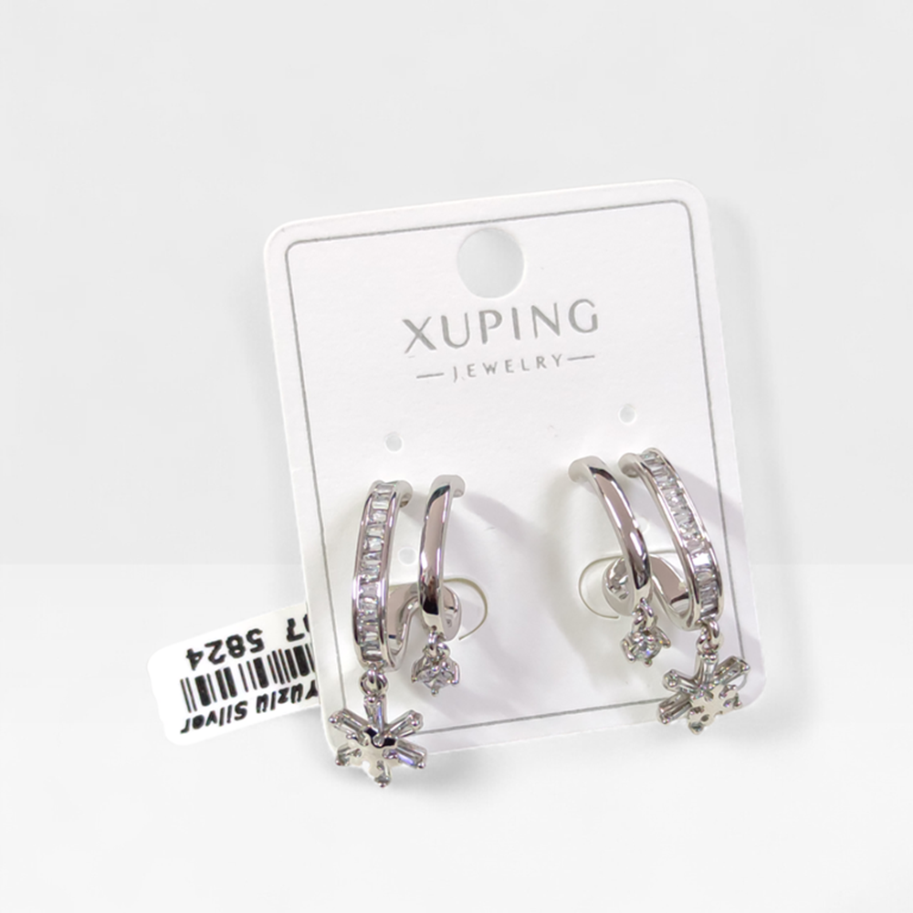 XUPING İKİ GÖRÜNÜMLÜ ÇİVİ HALKA KÜPE BEYAZ