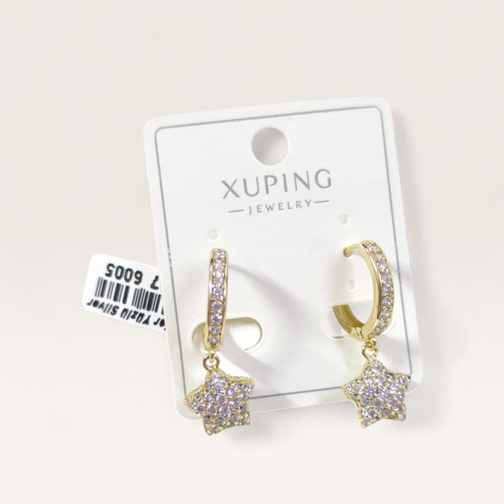 XUPING 10 MM BOMBELİ YILDIZ 12 MM HALKA KÜPE GOLD