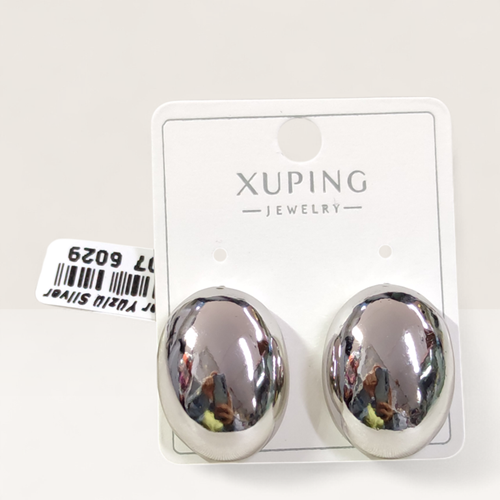 XUPING 23 MM BOMBELİ OVAL DÜZ ÇİVİ KÜPE BEYAZ