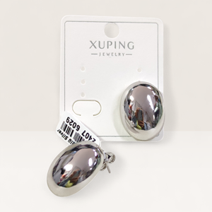 XUPING 23 MM BOMBELİ OVAL DÜZ ÇİVİ KÜPE BEYAZ