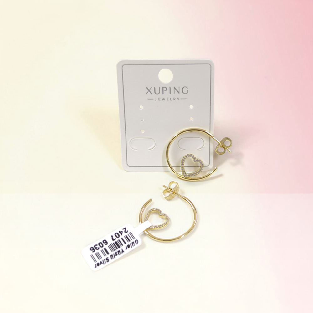 XUPING KALP DETAYLI 23 MM HALKA ÇİVİ KÜPE GOLD