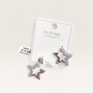 XUPING TAŞ DETAYLI YILDIZ ÇİVİ KÜPE BEYAZ