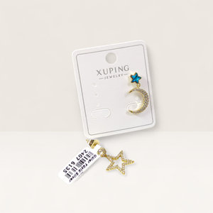 XUPING 15 MM AY YILDIZ KOMBİN ÇİVİ KÜPE GOLD