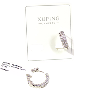XUPING TAŞ DETAYLI DİLİM 12 MM HALKA KÜPE BEYAZ