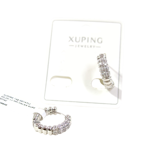 XUPING TAŞ DETAYLI DİLİM 12 MM HALKA KÜPE BEYAZ