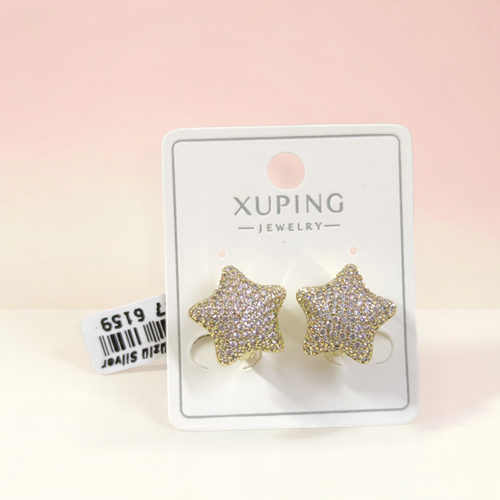 XUPING TAŞLI 15 MM YILDIZ BOMBELİ HALKA KÜPE GOLD