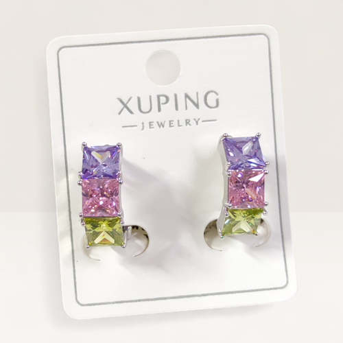 XUPING 7 MM KALIN RENKLİ TAŞLI 12 MM HALKA KÜPE BEYAZ