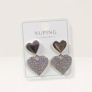 XUPING 28 MM TAŞLI KALP ÇİVİ KÜPE BEYAZ