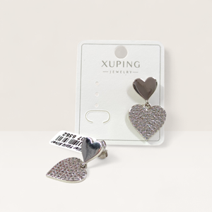 XUPING 28 MM TAŞLI KALP ÇİVİ KÜPE BEYAZ