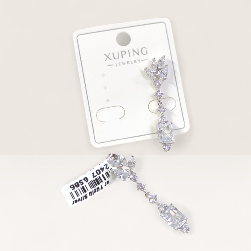XUPING 4 CM SALLANTILI TAŞLI ÇİVİ KÜPE BEYAZ