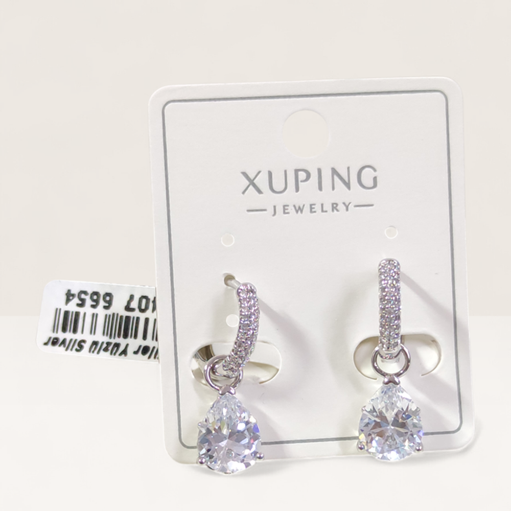 XUPING 8 MM DAMLA 10 MM HALKA KÜPE BEYAZ