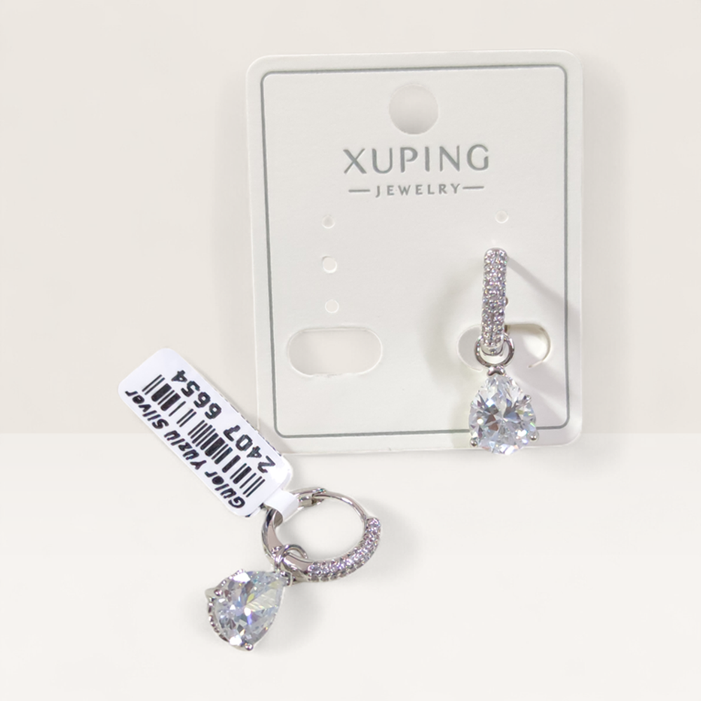 XUPING 8 MM DAMLA 10 MM HALKA KÜPE BEYAZ