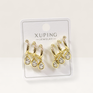 XUPING DAMLA ÜÇLÜ ÇİVİ KÜPE GOLD
