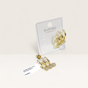 XUPING DAMLA ÜÇLÜ ÇİVİ KÜPE GOLD