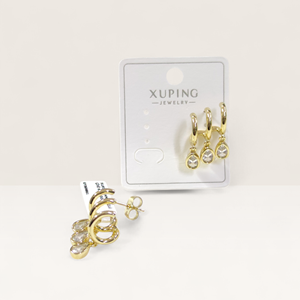 XUPING DAMLA ÜÇLÜ ÇİVİ KÜPE GOLD