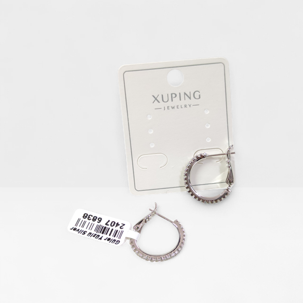 XUPING 14 MM TAŞLI HALKA KÜPE BEYAZ