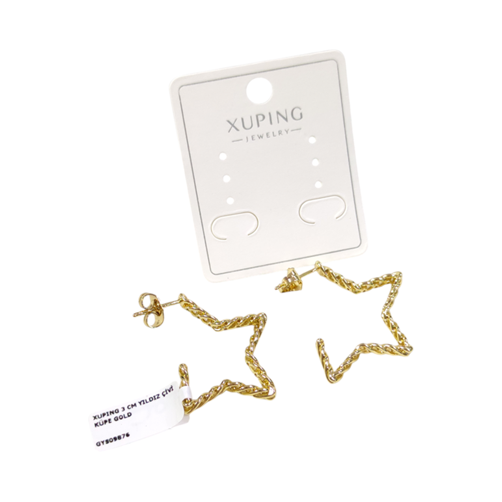 XUPING 3 CM YILDIZ ÇİVİ KÜPE GOLD
