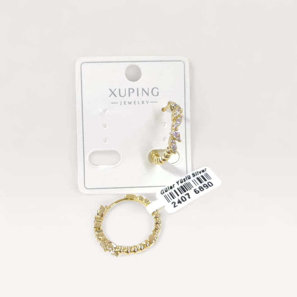 XUPING 17 MM TAŞLI HALKA KÜPE GOLD