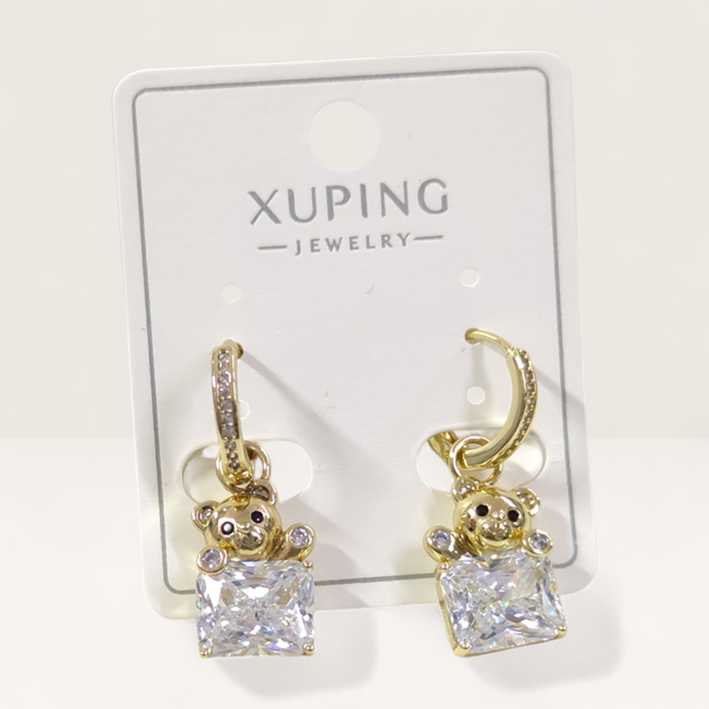 XUPING 10 MM TAŞLI AYICIK HALKA KÜPE GOLD