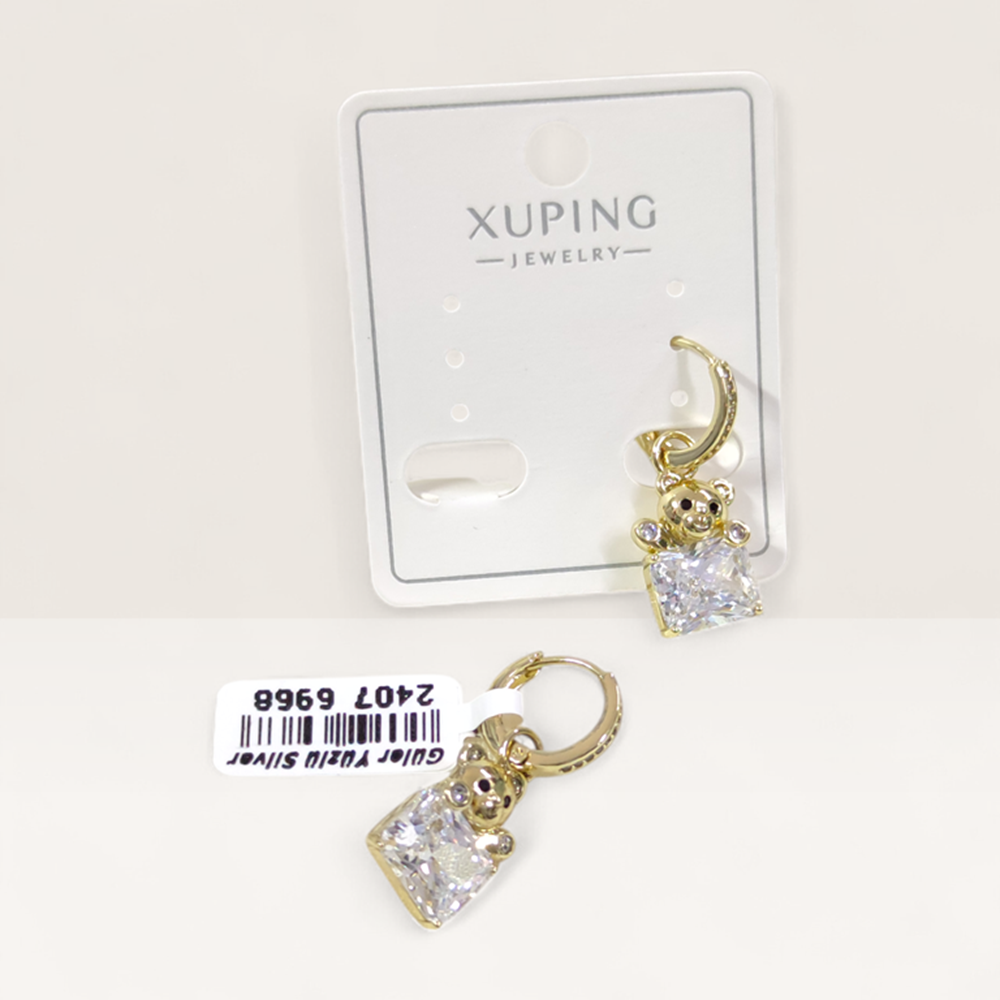 XUPING 10 MM TAŞLI AYICIK HALKA KÜPE GOLD